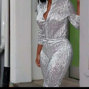 Silver Sequin tracksuit